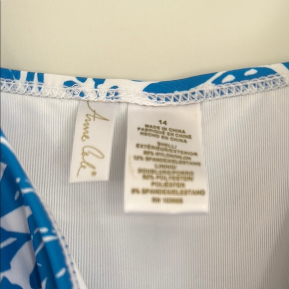 Blue Floral Women's Anne Cole size 14 Swimsuit - Picture 2 of 5